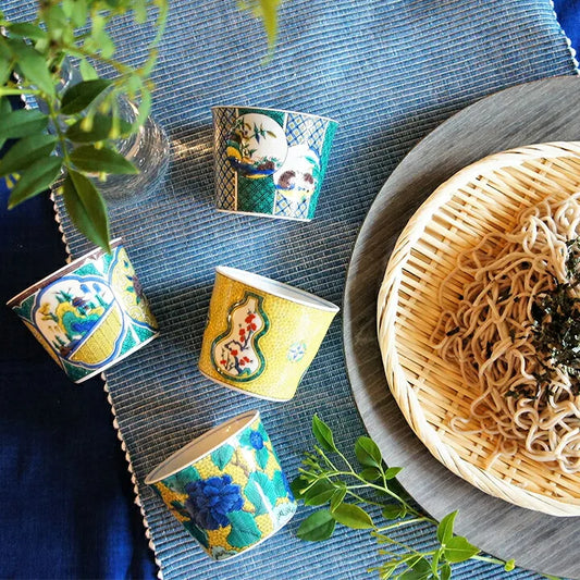 Seiko Kiln Kokutani Overglaze Enamels with Quails and Flowers Small Bowl