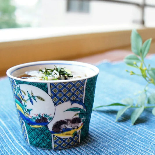 Seiko Kiln Kokutani Overglaze Enamels with Quails and Flowers Small Bowl
