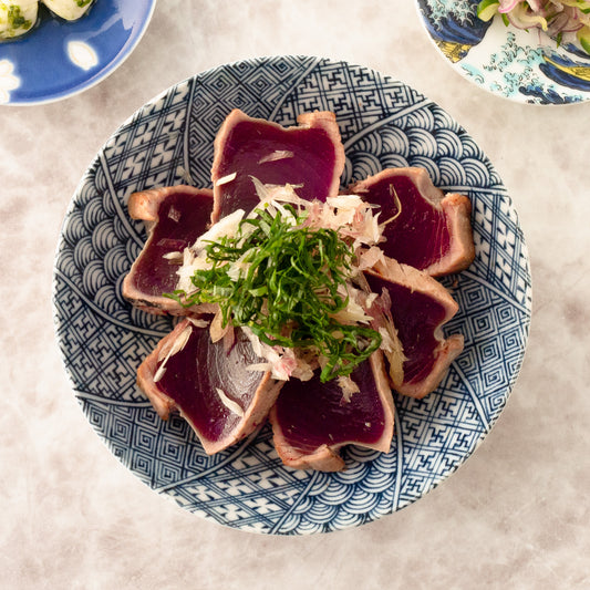 Tataki of Bonito on plate