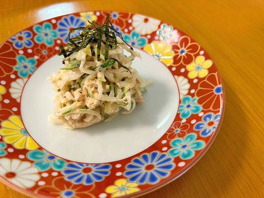 Daikon and Tuna Salad on seiko plate