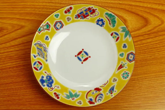 Seiko Kiln Kutani Yellow Kouchi Medium Plate