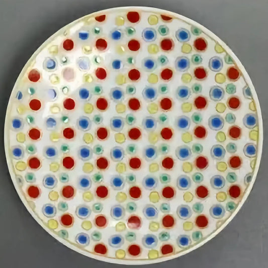 Seiko Kiln Kutani Iroe bean dish (polka dots Small Plate)