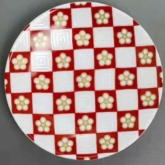 Seiko Kiln Kutani Iroe bean dish (plum checkerboard)