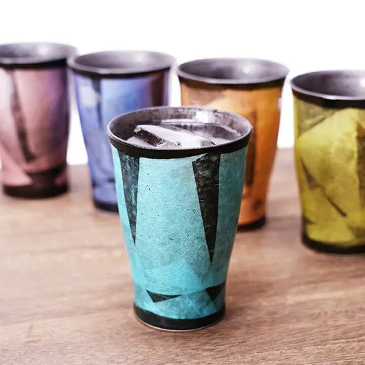 Sousyu Kiln Kutani Keepo cup Ginsai Beer Mug (Emerald)