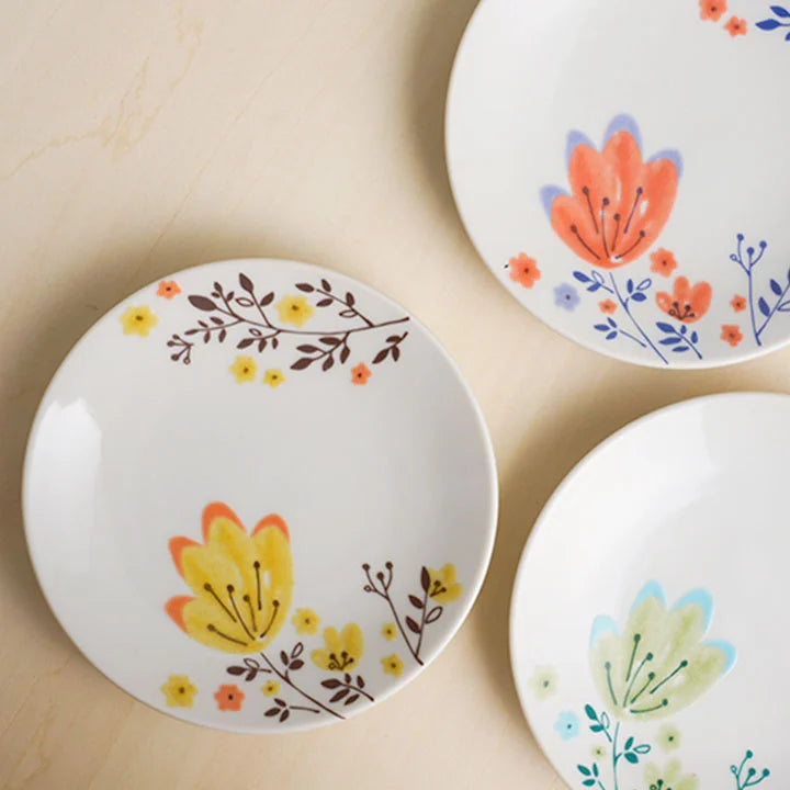 Harekutani Spring Flower Medium Plate set (3pcs)