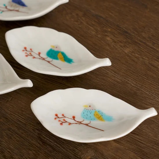 Harekutani Bird and Tree Leaf Small Plate set (4pcs)