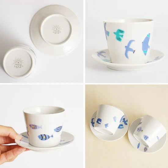 Harekutani bluebird (Sialia spp.) Cup and Saucers