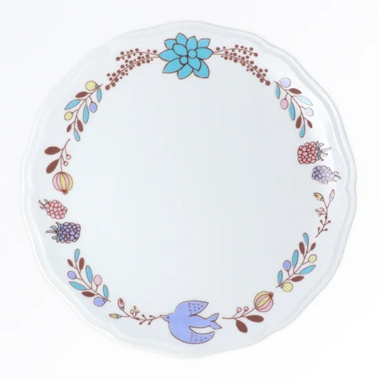 Harekutani Fruit and Bird (Blue) Medium Plate