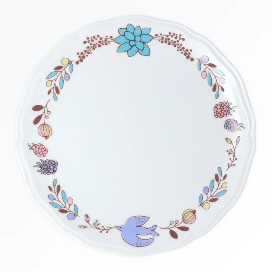 Harekutani Fruit and Bird (Blue) Medium Plate