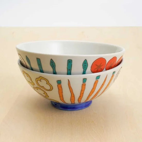 Harekutani Vegetable Pair of Rice Bowls