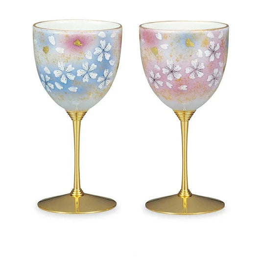 Kutani Flower Dance Pair Wine Glass