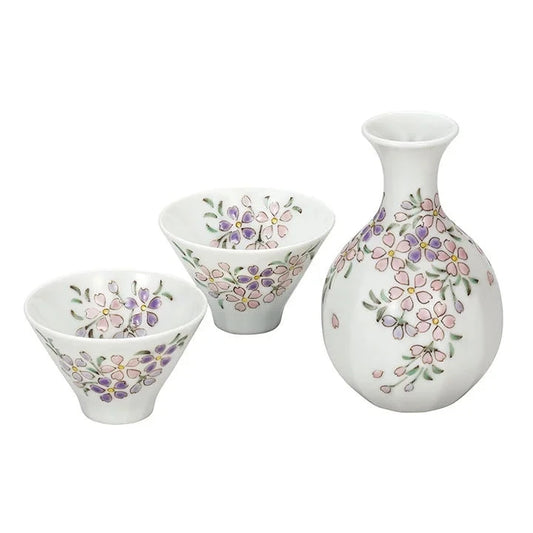 Tomoko Nitta Kutani design of cherry blossoms Sake Set