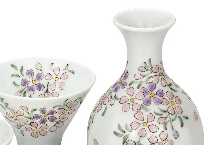 Tomoko Nitta Kutani design of cherry blossoms Sake Set