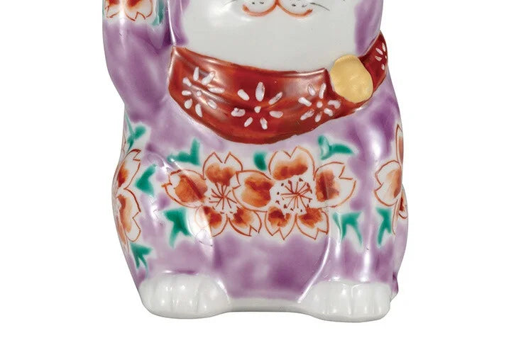 Kutani Gray Cherry Blossom Lucky Cat