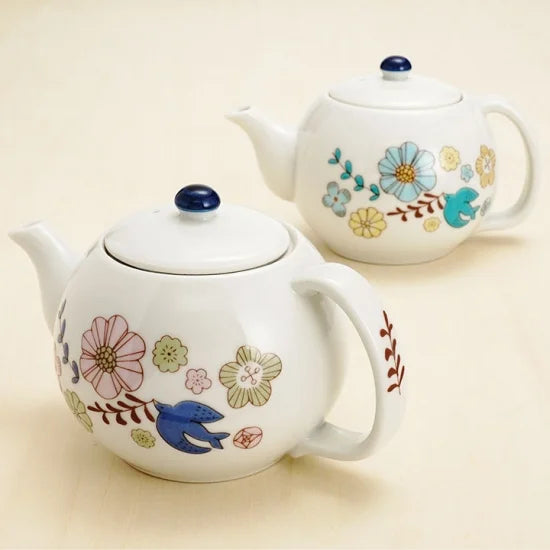 Harekutani Flower and Bird (Blue) Japanese Teapot