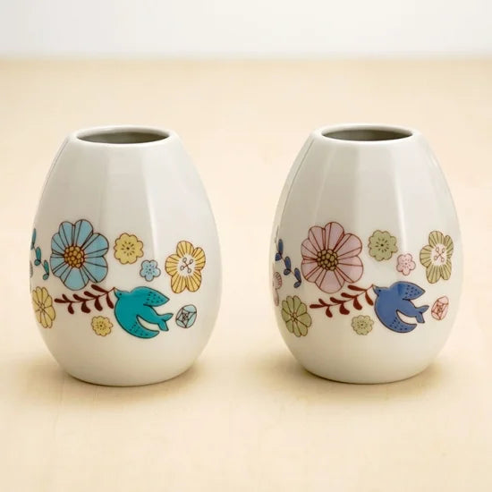 Harekutani Flower and Bird (Blue) Single Flower Vase