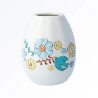 Harekutani Flower and Bird (Blue) Single Flower Vase