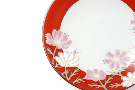 Seiko Kiln Kutani Cosmos (Autumn Cherry Blossoms) Medium Plate