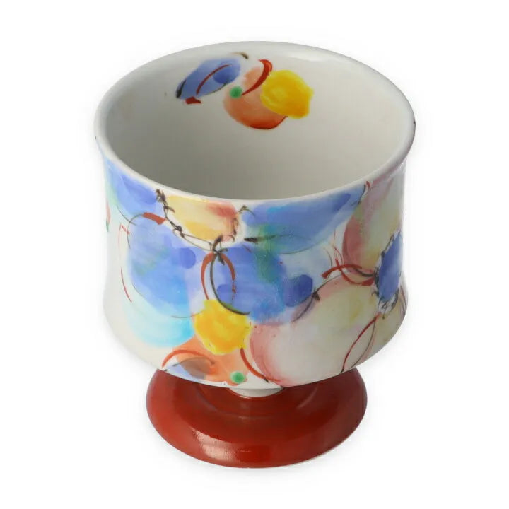 Kokuzo Kiln Kutani Dancing in the wind Wine Glass