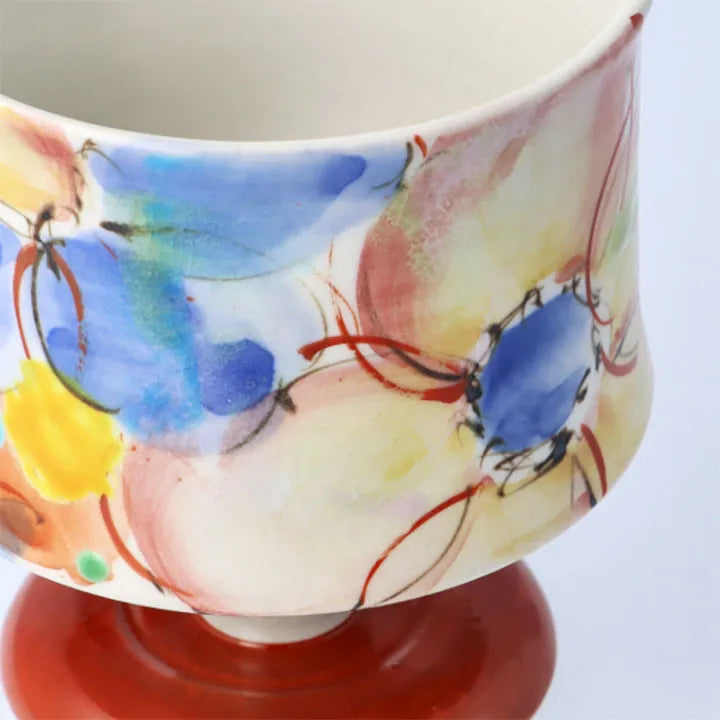 Kokuzo Kiln Kutani Dancing in the wind Wine Glass