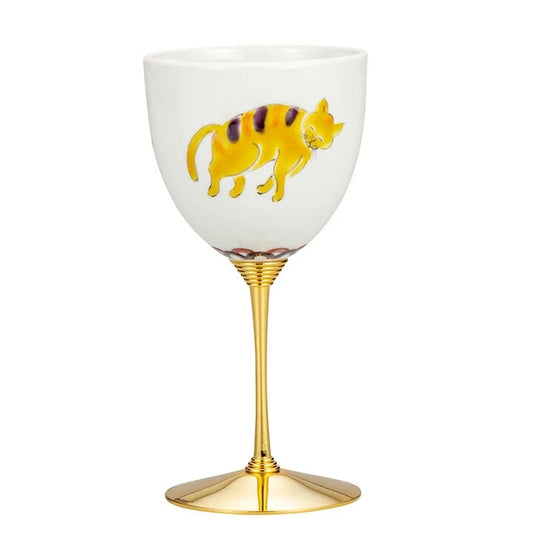 Yuzo Yamagishi Kutani baby cat Wine Glass