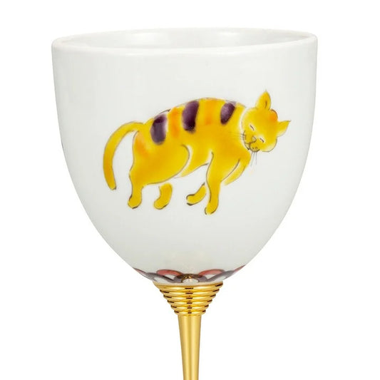 Yuzo Yamagishi Kutani baby cat Wine Glass