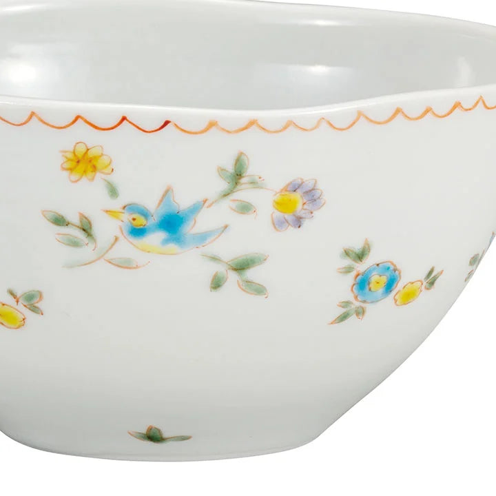 Kutani Salad bowl, small bird on flower Small bowl