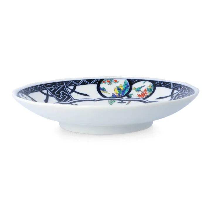 Seiko Kiln Kutani Bird and Flower Motifs Medium Round Plate set (5pcs)