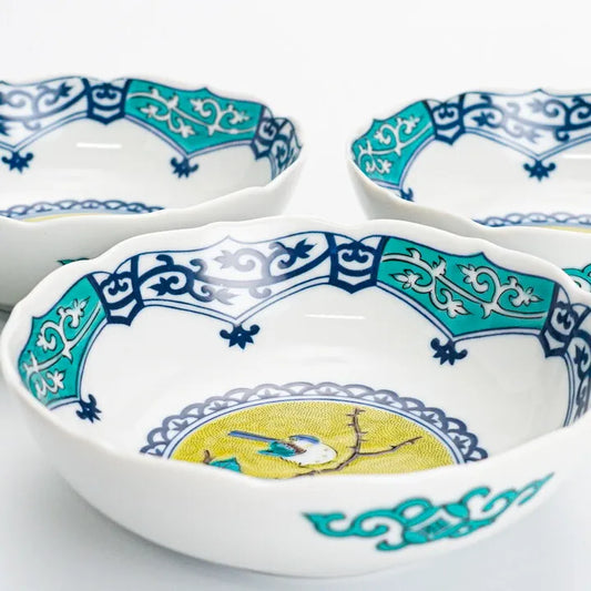Seiko Kiln Kutani Bird and Tree Motifs Bowl set  (5pcs)