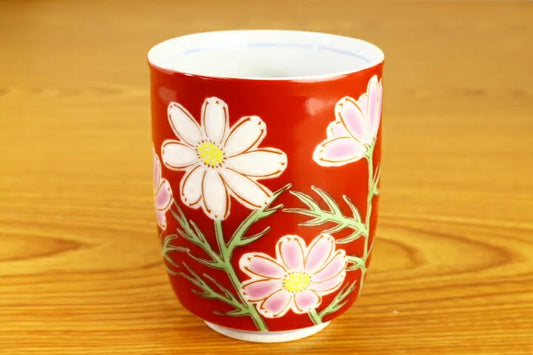Seiko Kiln Kutani  Autumn Cherry Blossoms Yunomi Japanese Teacup