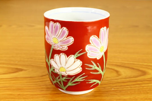 Seiko Kiln Kutani  Autumn Cherry Blossoms Yunomi Japanese Teacup