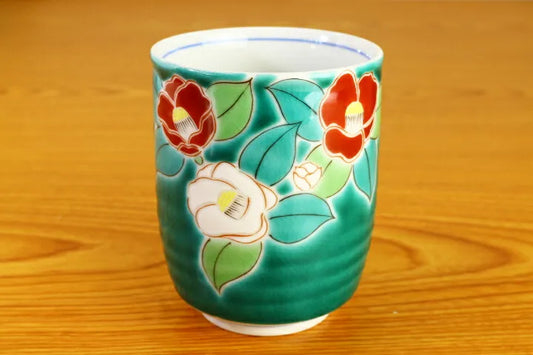 Seiko Kiln Kutani Camellia Yunomi Japanese Teacup