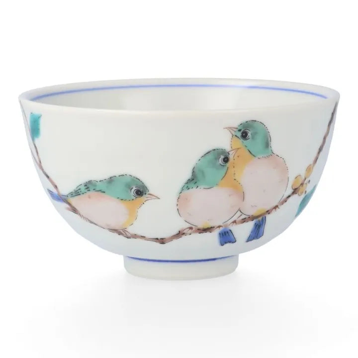 Seiko Kiln Kutani Japanese small birds Rice Bowl