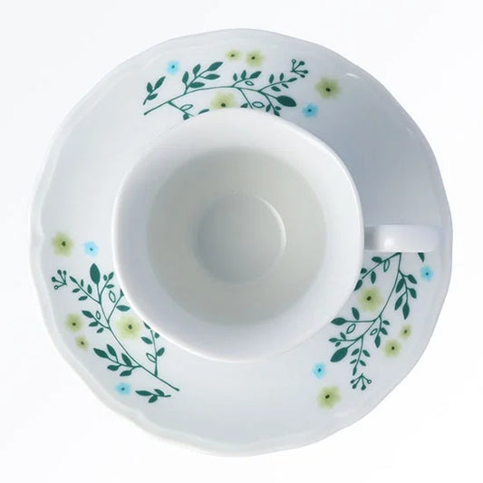 Harekutani Spring Flowers (green) Coffee Cup and Saucer