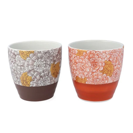 Mariko Nakagawa Kutani Thin flower, red and black pair Free Cup