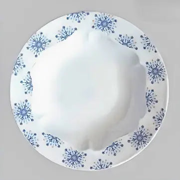 Harekutani Blue Snowflake Medium Rim Plate