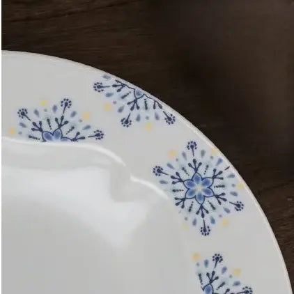 Harekutani Blue Snowflake Medium Rim Plate