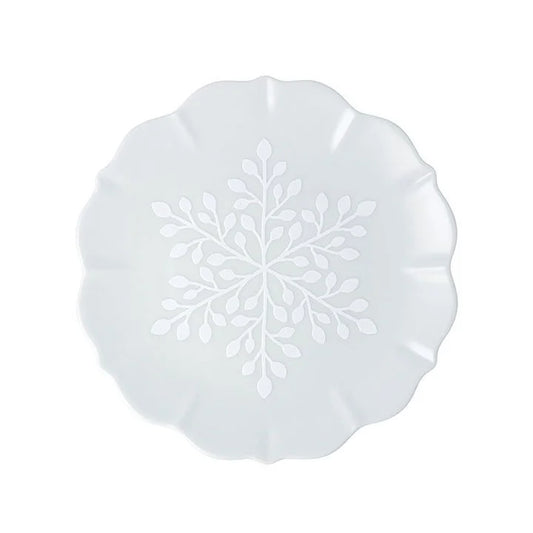 Harekutani White Snowflake Medium Plate