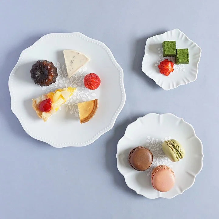 Harekutani White Snowflake Medium Plate Set (3pcs)