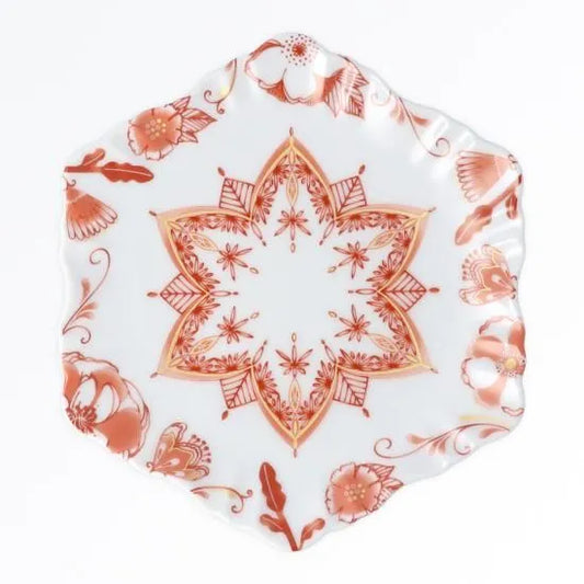 Harekutani Kutani Akae Flower Small Plate