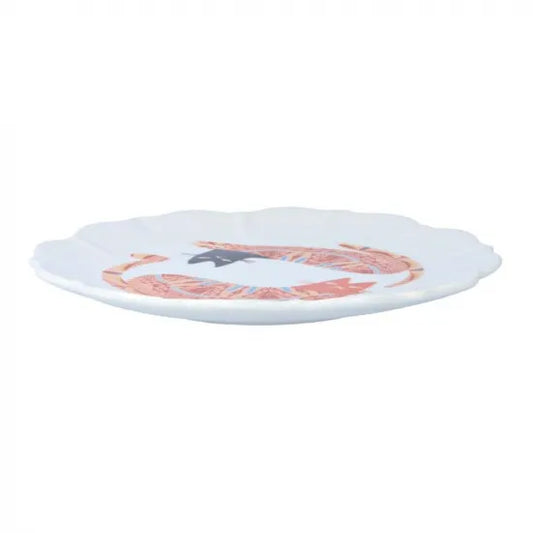 Harekutani Kutani Akae Cat Medium Plate
