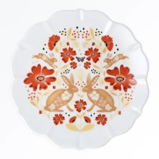 Harekutani Kutani Akae Rabbit Medium Plate
