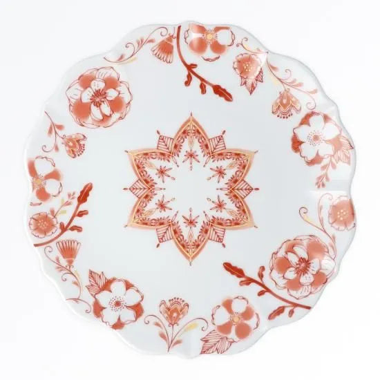 Harekutani Kutani Akae Flower Medium Plate