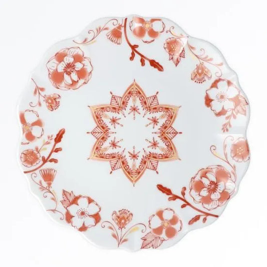 Harekutani Kutani Akae Flower Medium Plate