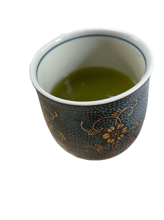 Kutani Aochibu(blue dots) Japanese Teacup, "Yunomi" Pair