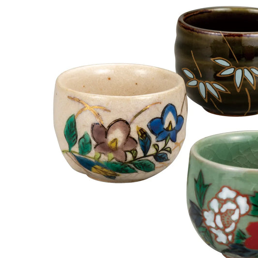 Kutani 5 kinds of plants and flowers Guinomi Sake Cup