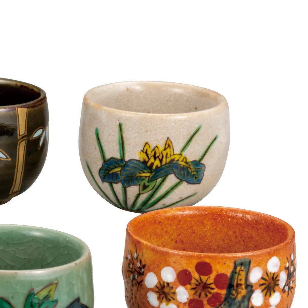 Kutani 5 kinds of plants and flowers Guinomi Sake Cup