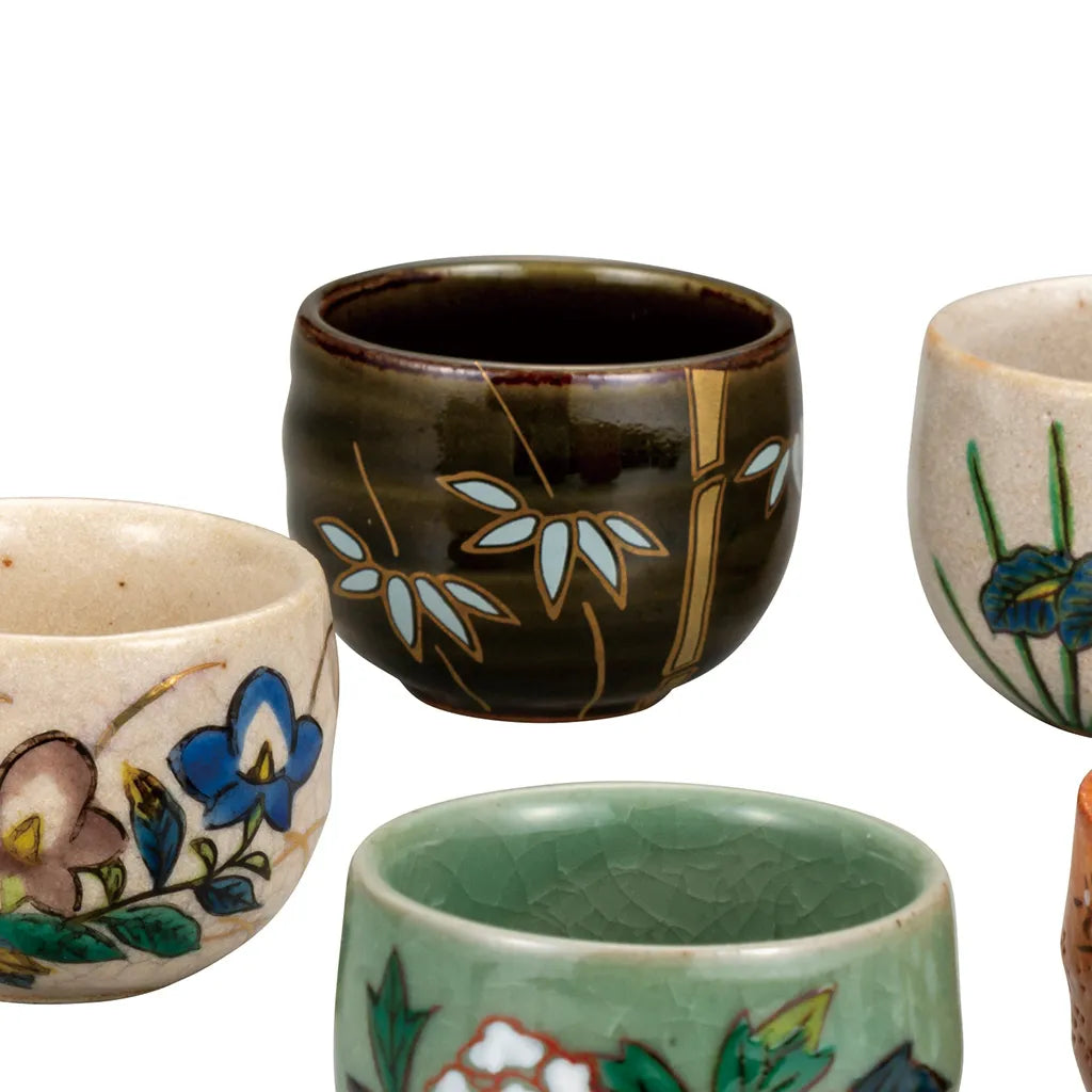 Kutani 5 kinds of plants and flowers Guinomi Sake Cup