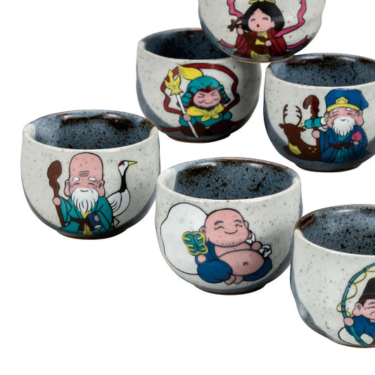 Kutani Seven Lucky Gods Guinomi Sake Cup