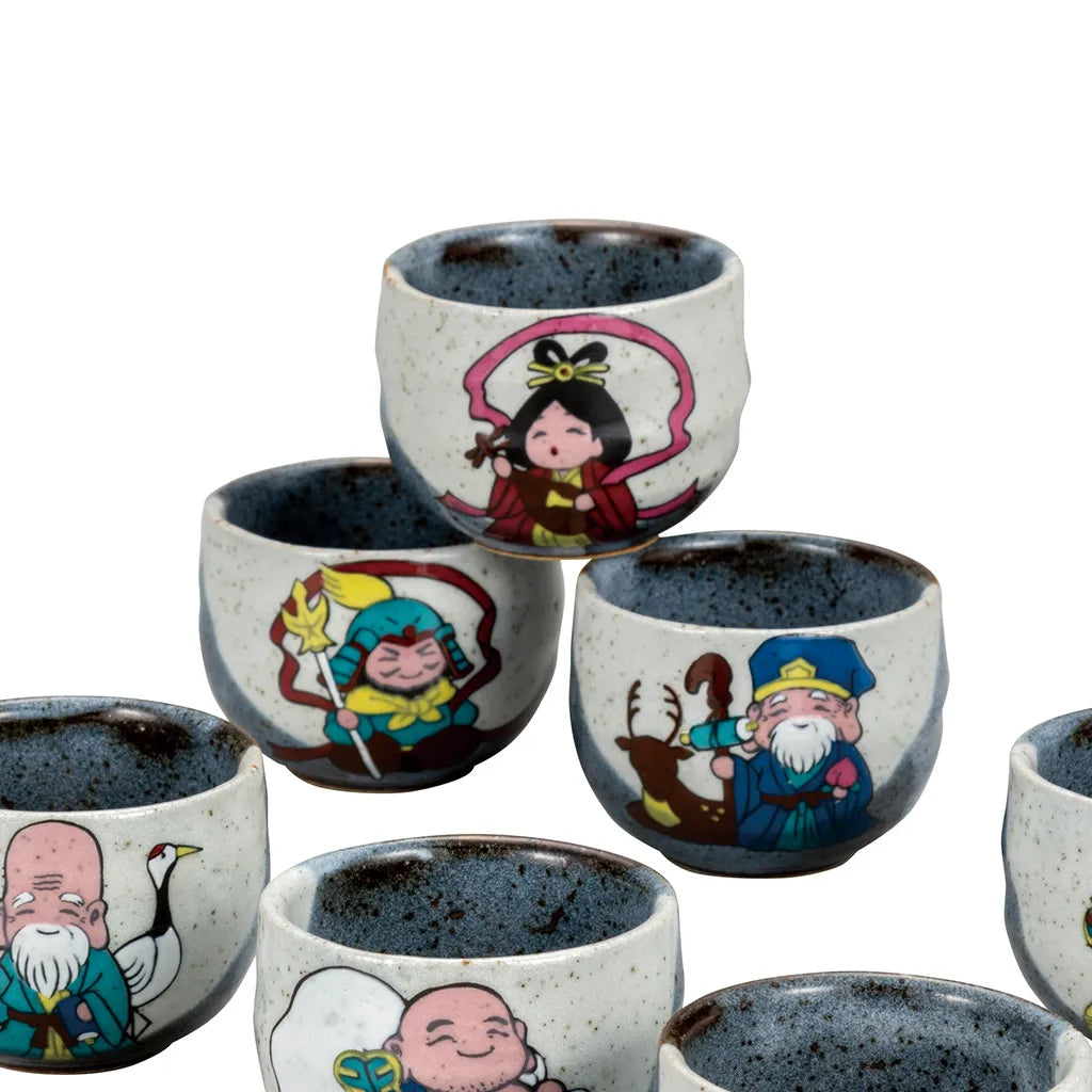 Kutani Seven Lucky Gods Guinomi Sake Cup